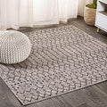 JONATHAN Y Moroccan Geometric Indoor Outdoor Square Area Rug 6X6 Natural/Black, Ourika Textured Weave for Backyard, Patio, Porch, Easy-Cleaning, High Traffic Pet-Friendly, Non-Shedding SMB108D-6SQ by JONATHANY