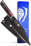Dalstrong Santoku Knife - 7 inch - Spartan Ghost Series - Premium American Forged S35VN Powdered Steel Kitchen Knife - Razor Sharp Kitchen Knife - Maple & Red Resin Handle - Vegetable Knife - Sheath