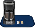 Silicone Coffee Maker Mat with Lip, 17.4'' x 10.6'' Heavy Duty Coffee Maker Mat for Countertops, Coffee Tray Fit Under Coffee Machine Appliance Automatic Machines Espresso Accessory, Navy Blue