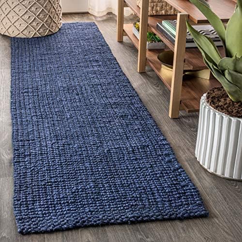 JONATHAN Y Pata Hand Woven Chunky Jute Navy Runner Rug, 2x10, Bohemian, Rustic, Cottage, Easy-Cleaning for Living Room, Bedroom, Kitchen, Non-Shedding (NRF102D-210) by JONATHANY