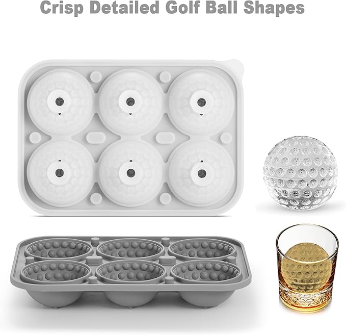Nax Caki 3D Golf Ice Cube Tray, Large Golf Silicone Fun Shapes Whiskey Ice Mold with Funnel for Cocktails, Bourbon,Brandy, Whiskey Gifts for Men