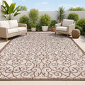 JONATHAN Y Vintage Filigree Indoor Outdoor Area Rug 5X8 Taupe/Espresso, Madrid Textured Weave for Backyard, Patio, Porch, Easy-Cleaning, High Traffic, Pet-Friendly, Non-Shedding (SMB107C-5) by JONATHANY