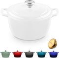 Signature Enameled Cast Iron Dutch Oven, Non-Stick Serving Pot with Tight Fitting Lid for Perfect Roasting, Baking, Sauteing, and Bread Making | 13.5Q (12.7L) - White