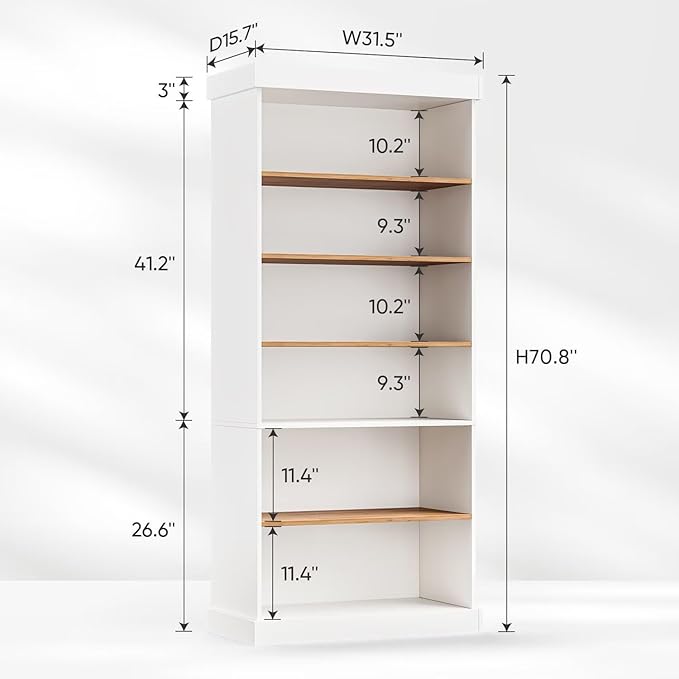 70.8" Tall Farmhouse Kitchen Pantry Cabinet, Modular Storage Cabinet with 6-Tier Adjustable Shelves, White, Wooden Hutch for Living Room, Kitchen, Set of 4