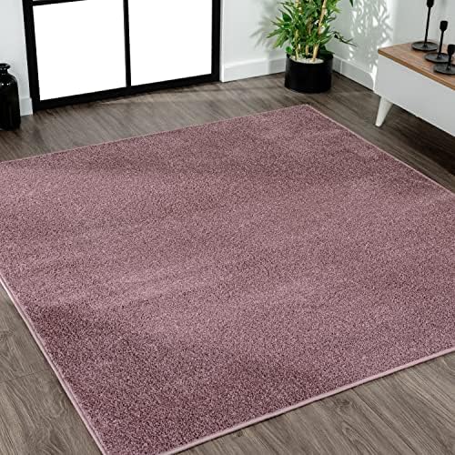 JONATHAN Y Haze Solid Low-Pile Light Purple 7x7 Square Indoor Area Rug, Coastal,Bohemian,Minimalist,Classic, Easy-Cleaning for Living Room,Bedroom,Kitchen,Pet Friendly,Non-Shedding (SEU100R-7SQ) by JONATHANY