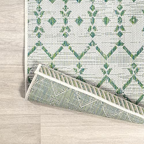 JONATHAN Y Moroccan Geometric Indoor Outdoor Area Rug 8X10 Green/Ivory, Ourika Textured Weave for Backyard, Patio, Porch, Easy-Cleaning, High Traffic, Pet-Friendly, Non-Shedding (SMB108R-8) - Image 5
