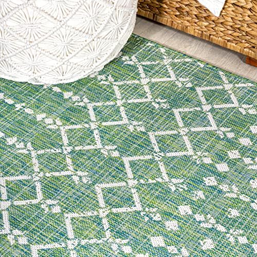JONATHAN Y Moroccan Geometric Indoor Outdoor Runner Rug 2X8 Green/Cream, Ourika Textured Weave for Backyard, Patio, Porch, Easy-Cleaning, High Traffic, Pet-Friendly, Non-Shedding (SMB108L-28) - Image 5