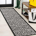 JONATHAN Y Vintage Filigree Indoor Outdoor Runner Rug 2X8 Light Gray/Black, Madrid Textured Weave for Backyard, Patio, Porch, Easy-Cleaning, High Traffic, Pet-Friendly, Non-Shedding (SMB107E-28) by JONATHANY