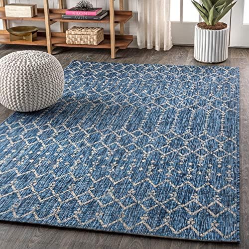 JONATHAN Y Moroccan Geometric Indoor Outdoor Area Rug 9X12 Navy/Light Gray, Ourika Textured Weave for Backyard, Patio, Porch, Easy-Cleaning, High Traffic, Pet-Friendly, Non-Shedding (SMB108B-9) - Image 4