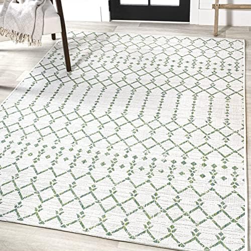 JONATHAN Y Moroccan Geometric Indoor Outdoor Area Rug 8X10 Green/Ivory, Ourika Textured Weave for Backyard, Patio, Porch, Easy-Cleaning, High Traffic, Pet-Friendly, Non-Shedding (SMB108R-8) - Image 4