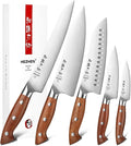 HEZHEN Knife Set,5 Piece Kitchen Chef Knife Set, German High Carbon Stainless Steel Ultra Sharp Chef Santoku Slicing Utility Paring Knives Sets, Ergonomic Full Tang Handle Cooking Cutlery Set Gift