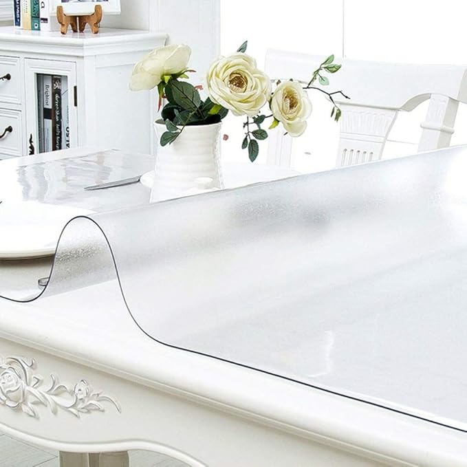 NECAUX Custom 34 x 48 Inch Frosted Table Cover Protector, 1.5mm Thick Plastic Scratch Resistent Heavy Duty Desk Pad Mat Non-Slip Tablecloth Protector for Coffee Table, Sofa Table, Media Stand