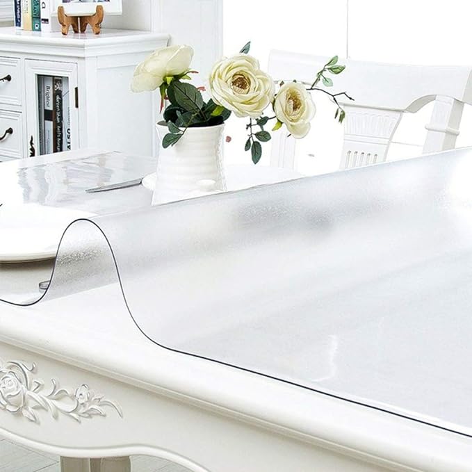 NECAUX 17 x 28 Inch Frosted Table Protector, 1.5mm Thick Plastic Waterproof Desk Pad Table Cover Tablecloth Placemats for Dining Table Writing Desk Side End Table Night Stand Dresser Vanity Decor