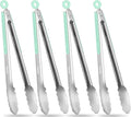 Tongs for Cooking, 12-Inch Stainless Steel Kitchen Tongs, Locking Metal Food with Silicone Non-Slip Grip, Kitchen Utensils for Food, Salad and Outdoor BBQ, Set of 4 (Mint Green)