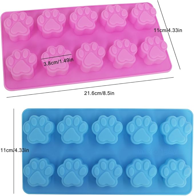 DaKuan 4-Pack Food Grade Silicone Paw Print Mold | Reusable Pet Ice Candy Chocolate Bakery Molds | Oven, Freezer & Dishwasher Safe