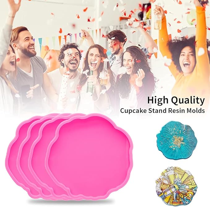 Coaster Resin Epoxy Molds for Casting Irregular Wave Shape Silicone Geode for Making Cup Mats Agate Coaster Mold Wine Glass Holder Home Decor DIY Craft Project