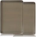 2 Pieces Large Sheet Pans Baking Sheet Pan Set, 12 x 17.5 inch Cookie Sheets for Oven, Carbon Steel Half Sheets Trays Nonstick Baking Sheet Set, Gold