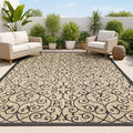 JONATHAN Y Vintage Filigree Indoor Outdoor Area Rug 10X14 Black/Khaki, Madrid Textured Weave for Backyard, Patio, Porch, Easy-Cleaning, High Traffic, Pet-Friendly, Non-Shedding (SMB107A-14) by JONATHANY