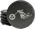 Ride The Fire: Flaming Chopper Motorcycle Coasters - Round Slate - Set of 6