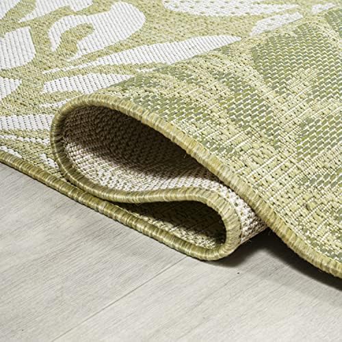 JONATHAN Y Floral Textured Weave Indoor Outdoor Round Area Rug 5 Ft Green/Cream, Zinnia Modern for Backyard, Patio, Porch, Easy-Cleaning, High Traffic, Pet-Friendly, Non-Shedding (SMB110H-5R) - Image 5