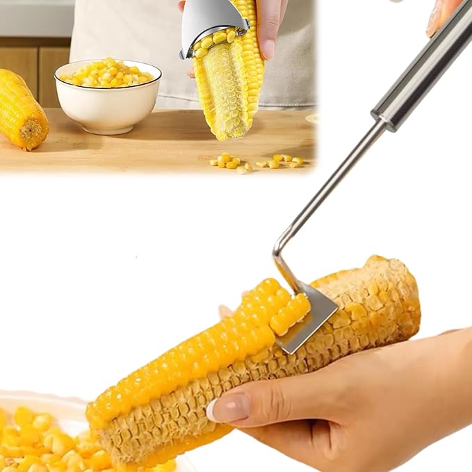 Corn Peeler 2PCS Stainless Steel Corn Peeler and Stripper Tool Set 2025 Corn Planer Cutter Thresher Scraper,Peel Corn Cob Separator Quick
