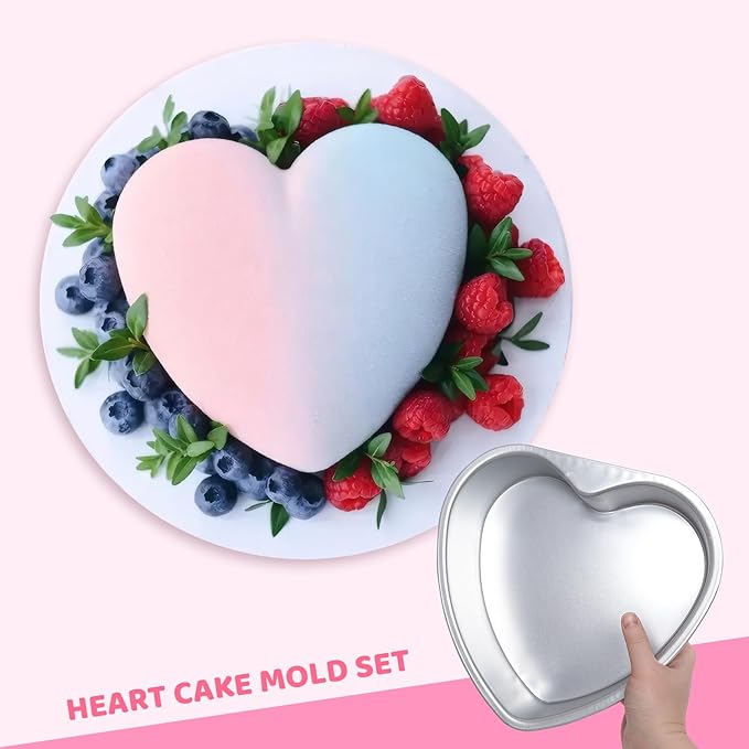 Heart Shaped Cake Pan 10 Inch Aluminum Cake Pans Heart Cake Tin Baking Cake Mold for Valentine's Weddings Birthday Party