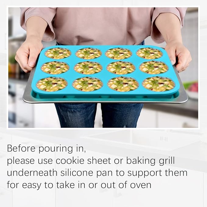 Silicone Muffin Pan Cupcake Pan Set - Mini 24 Cups and Regular 12 Cups Muffin Tin, Nonstick Food Grade Molds with 12 Baking Cups