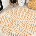 JONATHAN Y Moroccan Geometric Indoor Outdoor Round Area Rug 5 Ft Cream/Orange, Ourika Textured Weave for Backyard, Patio, Porch, Easy-Cleaning, High Traffic, Pet-Friendly, Non-Shedding (SMB108O-5R) by JONATHANY