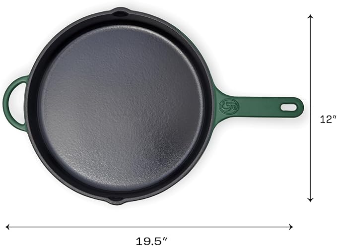 Great Jones King Sear Cast-Iron Skillet (Broccoli, 12") | Enameled for Easy Cleaning | Safe for All Stovetops & Ovens | Perfect for Crispy Chicken, Steak & More | Oven-Safe to 500°F | Hand Wash Only