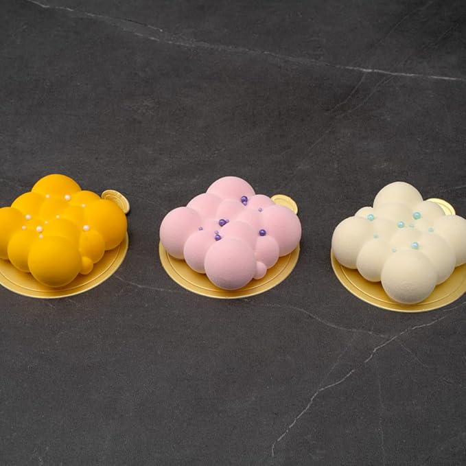 Restaurantware Pastry Tek 6 Cavity Cloud Molds, 10 Oven-Ready Bubble Cake Molds - Flexible, Freezable, White Silicone, Easy Release, For Baking