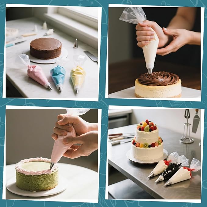 10 Inch Disposable Piping Bags 200PCS, Icing Piping Bags for Frosting, Thickened Non-Slip and Anti-Burst Pastry Bags for all Size Tips Couplers and Baking Cookies Candy Supplies Kits
