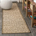 JONATHAN Y Vintage Filigree Indoor Outdoor Runner Rug 2X10 Beige/Brown, Madrid Textured Weave for Backyard, Patio, Porch, Easy-Cleaning, High Traffic, Pet-Friendly, Non-Shedding (SMB107B-210) by JONATHANY