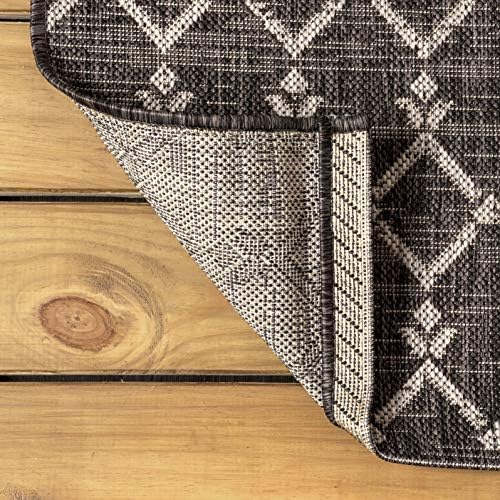JONATHAN Y Moroccan Geometric Indoor Outdoor Round Area Rug 6 Ft Black/Gray, Ourika Textured Weave for Backyard, Patio, Porch, Easy-Cleaning, High Traffic, Pet-Friendly, Non-Shedding (SMB108F-6R) - Image 5