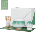 ZENS Matcha Whisk Set, 5pcs Matcha Kit Set Includes Ceramic Bowl, Bamboo Whisk and Chasen Holder, Scoop & Tea Mat for Matcha Ceremony, Blue