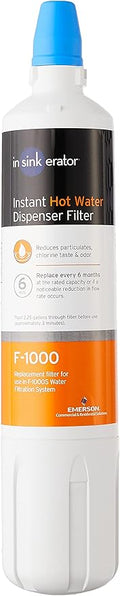 INSINKERATOR F-1000 Under Sink Water Filter Replacement Cartridge for INSINKERATOR Water Filtration System, Chlorine Filter, White