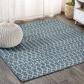 JONATHAN Y Moroccan Geometric Indoor Outdoor Square Area Rug 3X3 Teal/Gray, Ourika Textured Weave for Backyard, Patio, Porch, Easy-Cleaning, High Traffic, Pet-Friendly, Non-Shedding (SMB108C-3SQ) by JONATHANY