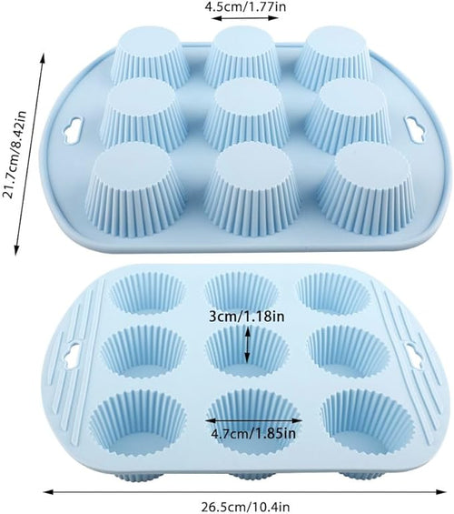 4 Pack Silicone Muffin Pan for Baking, Silicone Cupcake Pan, 9 Cup Nonstick Cupcake Baking Pan Molds, BPA Free silicone Muffin Pans for Making Muffin Cakes, Tart, Bread - 4 Colors