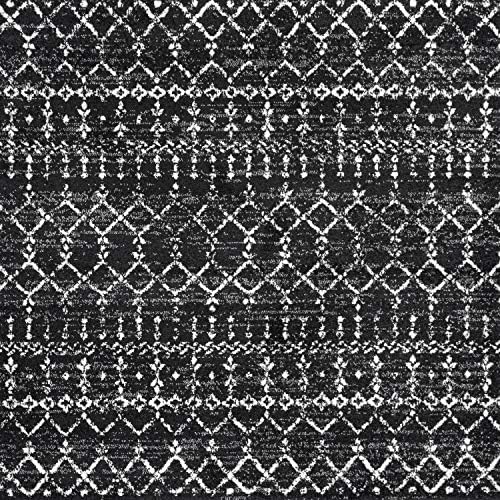 JONATHAN Y Boho Vintage Diamond Black/Ivory Square Area Rug 5X5 ft, Moroccan Hype for Living Room, Bedroom, Kitchen, Office, Easy-Cleaning, High Traffic, Pet-Friendly, Non-Shedding (MOH101D-5SQ) - Image 2