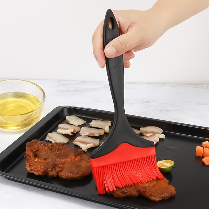 Extra Large Silicone Basting Pastry Brush, 3.9in Wide Heat Resistant Silicone Basting Brush for Cooking Baking Grilling and Spreading Oil BBQ Sauce Butter Marinade, Dishwasher Safe, 3Pcs