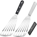 KSENDALO Fish Spatula Stainless Steel, Egg Flipper Spatula with Thin Flexible Slotted and Angled Blade for Kitchen Cooking, Grill, Camping, Essential Metal Spatulas,Silver Kitchen Utensils Set