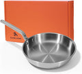 8 Inch Mini Stainless Steel Frying Pan - 5 Ply Stainless Clad Skillet with Aluminum Core, Durable and Even Heating, Professional Cookware for Induction, All Stoves, Oven and Dishwasher Safe