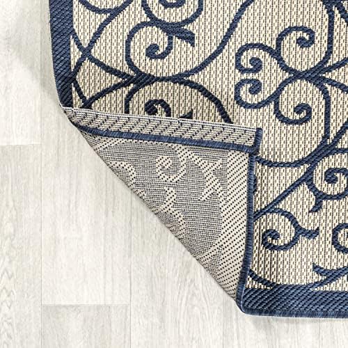 JONATHAN Y Vintage Filigree Indoor Outdoor Runner Rug 2X10 Navy/Beige, Madrid Textured Weave for Backyard, Patio, Porch, Easy-Cleaning, High Traffic, Pet-Friendly, Non-Shedding (SMB107G-210) - Image 6