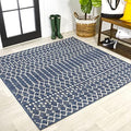 JONATHAN Y Moroccan Geometric Indoor Outdoor Square Area Rug 6X6 Navy/Beige, Ourika Textured Weave for Backyard, Patio, Porch, Easy-Cleaning, High Traffic, Pet-Friendly, Non-Shedding (SMB108K-6SQ) by JONATHANY