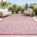JONATHAN Y Vintage Filigree Indoor Outdoor Area Rug 4X6 Light Gray/Fuchsia, Madrid Textured Weave for Backyard, Patio, Porch, Easy-Cleaning, High Traffic, Pet-Friendly, Non-Shedding (SMB107I-4) by JONATHANY