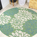 JONATHAN Y Floral Textured Weave Indoor Outdoor Round Area Rug 4 Ft Cream/Green, Zinnia Modern for Backyard, Patio, Porch, Easy-Cleaning, High Traffic, Pet-Friendly, Non-Shedding (SMB110D-4R) by JONATHANY
