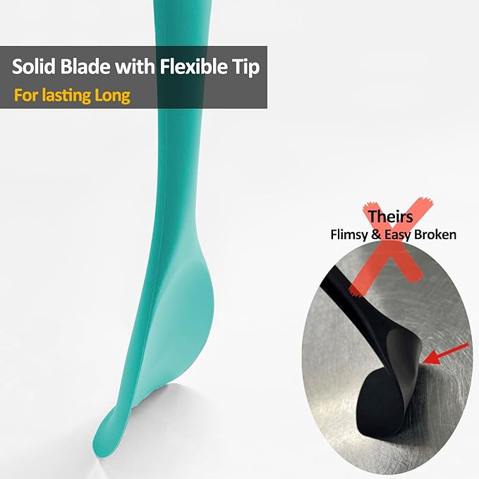 Upgrade Silicone Spatula Spoon Set,VOVOLY Heat Resistant Rubber Spoonula, Seamless Non-Stick Flexible Scrapers for Baking Mixing Tool,3 Pack, Teal