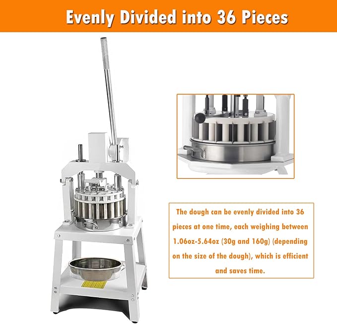 INTSUPERMAI Dough Divider Cutter Machine 40pcs Dough Divider and Rounder Machine Manual Dough Lump Spacer Machine 0.95oz-5.08oz(27g-144g) Weight of Cut Dough for Bakery