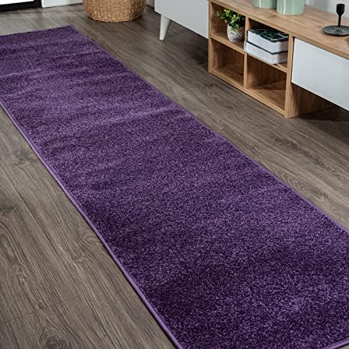 JONATHAN Y Haze Solid Low-Pile Purple Runner Rug 2x14, Coastal,Bohemian,Minimalist,Classic, Easy-Cleaning for Living Room,Bedroom,Kitchen,Pet Friendly,Non-Shedding (SEU100N-214) by JONATHANY
