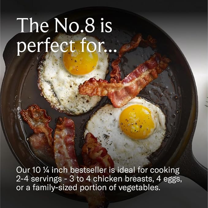 Field Company 10.25-Inch Cast Iron Skillet – Lightweight & Smooth, Made in USA, Pre-seasoned with Organic Oil – Perfect for 2–4 Servings (No.8 Medium)