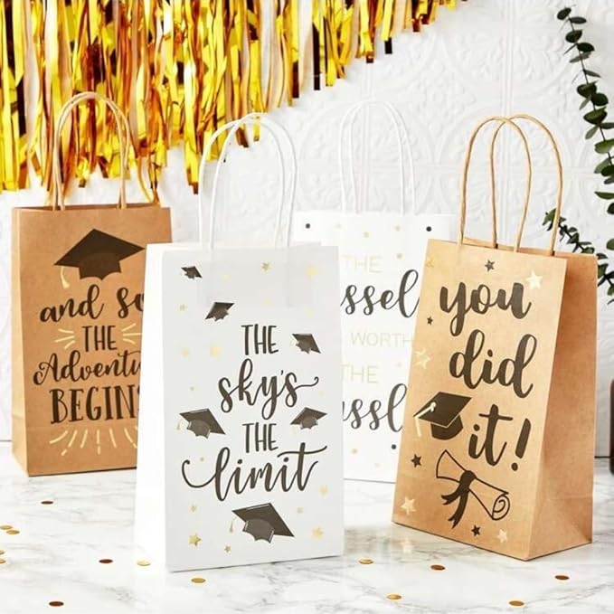 ASSUREPAK DIY Earth Friendly Paper Bags - 60LB - 10"x6.75"x12" - 100 Bags - 90 GSM - Kraft/Natural - Gift Bags for Decorating & Graduation Parties